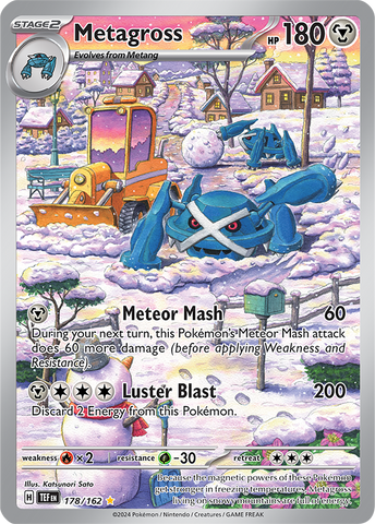Pokemon Scarlet and Violet Temporal Forces Metagross #178/162 Illustration Rare Holo Trading Card
