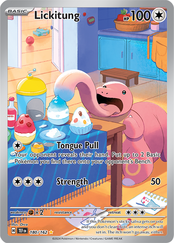 Pokemon Scarlet and Violet Temporal Forces Lickitung #180/162 Illustration Rare Holo Trading Card