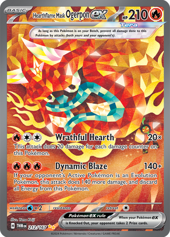 Pokemon Scarlet and Violet Twilight Masquerade Hearthflame Mask Ogerpon Ex #212/167 Special Illustration Rare Holo Trading Card