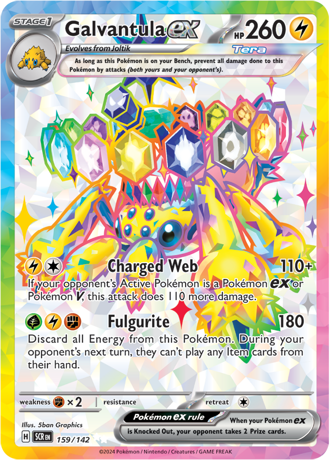 Pokemon Scarlet and Violet Stellar Crown Galvantula Ex #159/142 Ultra Rare Holo Trading Card