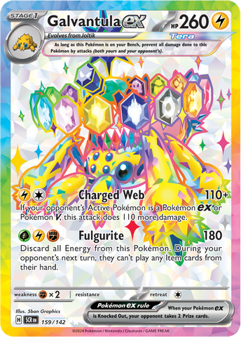 Pokemon Scarlet and Violet Stellar Crown Galvantula Ex #159/142 Ultra Rare Holo Trading Card