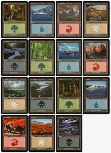 1999 Magic the Gathering Euro Lands Promotional (15) Trading Card Set