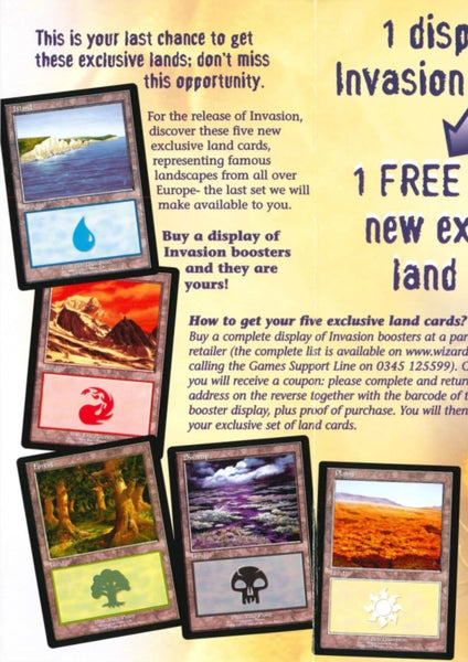 1999 Magic the Gathering Euro Lands Promotional (15) Trading Card Set