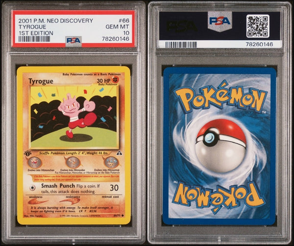 Pokemon Neo Discovery (1st Edition) Tyrogue #66/75 PSA GEM MINT 10 Trading Card