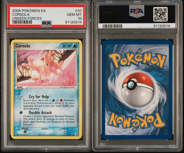 Pokemon Ex Unseen Forces Corsola #37/165 PSA GEM MINT 10 Trading Card