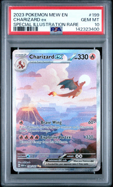 Pokemon Scarlet and Violet Mew 151 Charizard Ex #199/165 PSA Gem Mint 10 Special Illustration Rare Holo Trading Card