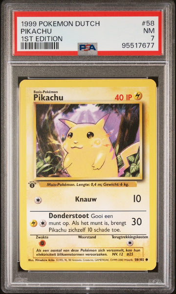 Pokemon Dutch Base Set (1st Edition) Pikachu #58/102 PSA 7 Trading Card