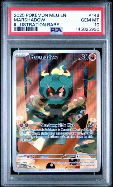 Pokemon Mega Evolution Marshadow #146/132 PSA GEM MINT 10 Illustration Rare Holo Trading Card