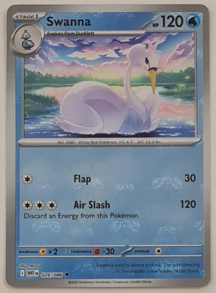 Pokemon Scarlet and Violet White Flare Swanna #026/086 Master Ball Holo Trading Card