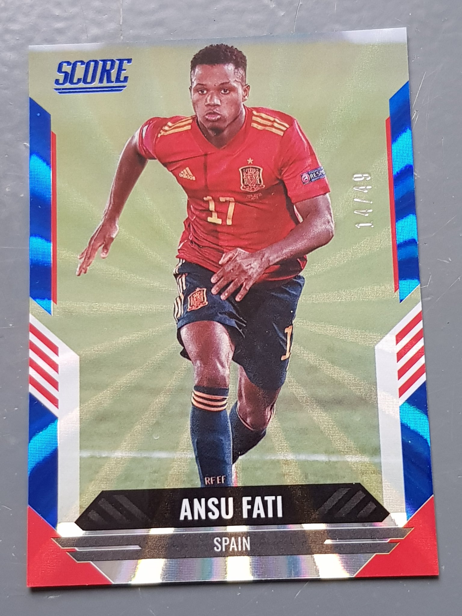 2021-22 Panini Score FIFA Ansu Fati #99 Blue Laser Parallel /49 Trading Card