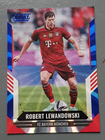 2021-22 Panini Score FIFA Robert Lewandowski #173 Blue Laser Parallel /49 Trading Card