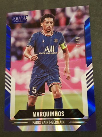 2021-22 Panini Score FIFA Marquinhos #158 Blue Laser Parallel /49 Trading Card