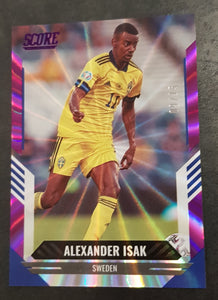 2021-22 Panini Score FIFA Alexander Isak #7 Purple Laser Parallel /15 Trading Card