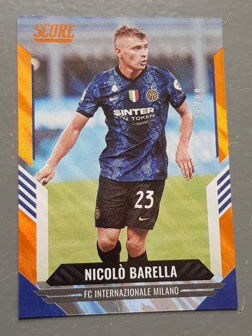 2021-22 Panini Score FIFA Nicolò Barella #188 Orange Lava Parallel /99 Trading Card