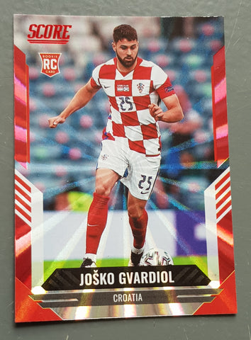 2021-22 Panini Score FIFA Joško Gvardiol #42 Red Laser Parallel Rookie Card