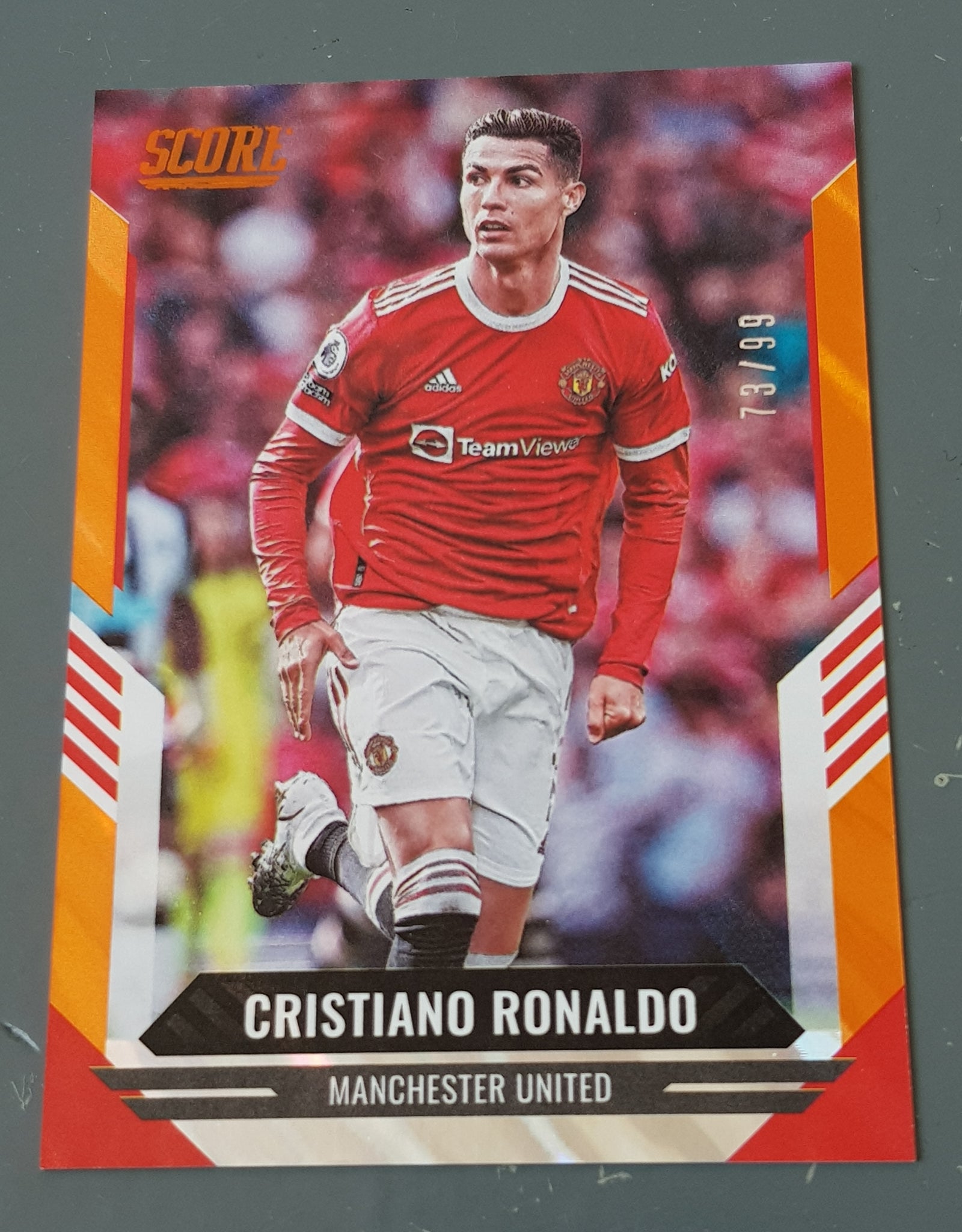 2021-22 Panini Score FIFA Cristiano Ronaldo #116 Orange Lava Parallel /99 Trading Card