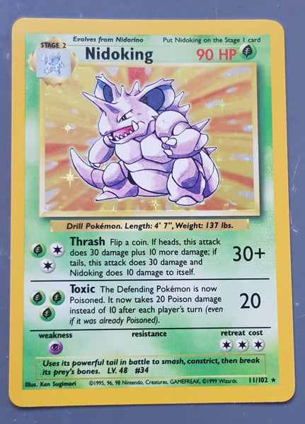 Pokemon Base Nidoking #11/102 Foil Trading Card