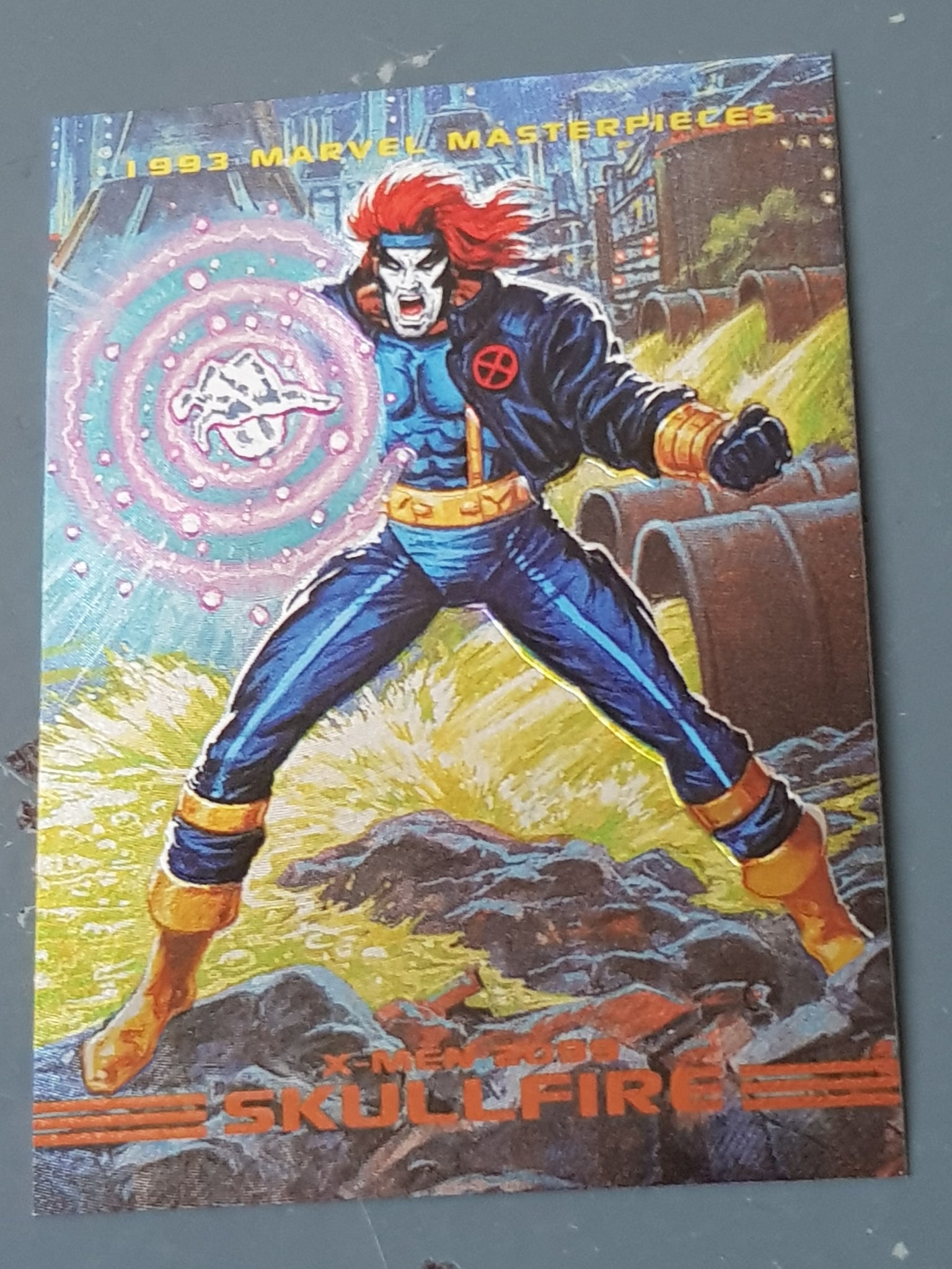 1993 Marvel Masterpieces Skullfire S7 Dyna-Etch Trading Card