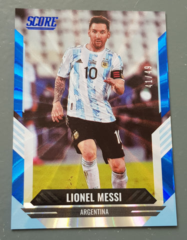 2021-22 Panini Score FIFA Lionel Messi #71 Blue Laser Parallel /49 Trading Card