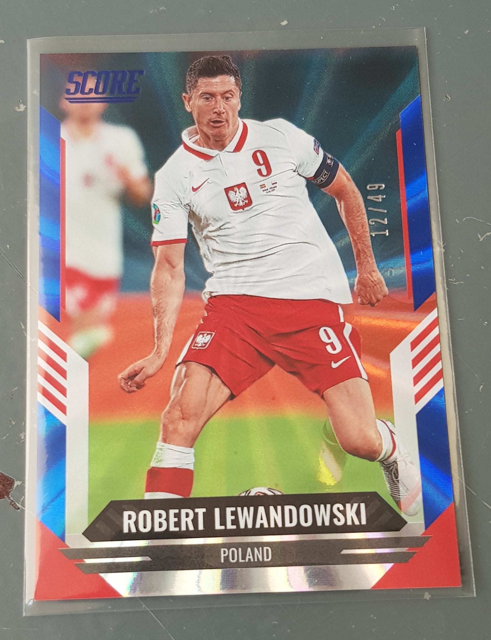 2021-22 Panini Score FIFA Robert Lewandowski #52 Blue Laser Parallel /49 Trading Card