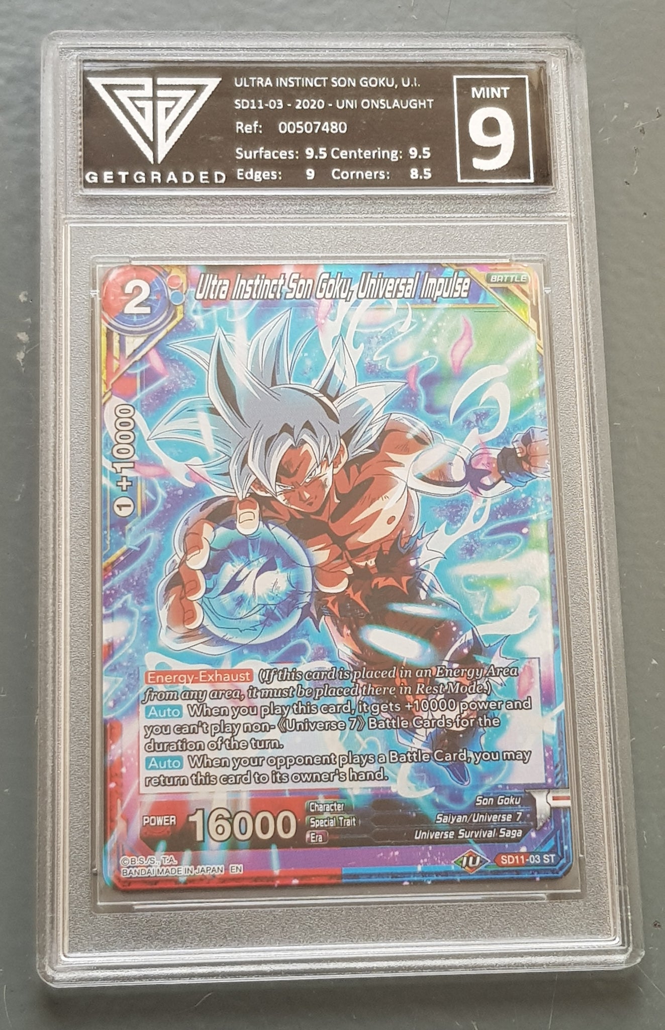 Dragon Ball Super Card Game Ultra Instinct Son Goku Universal Impulse SD11-03 (GetGraded 9) Foil Trading Card