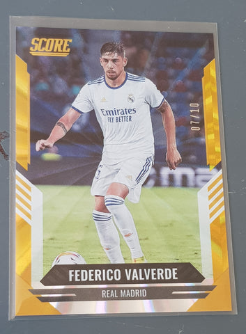 2021-22 Panini Score FIFA Federico Valverde #112 Gold Laser Parallel /10 Trading Card