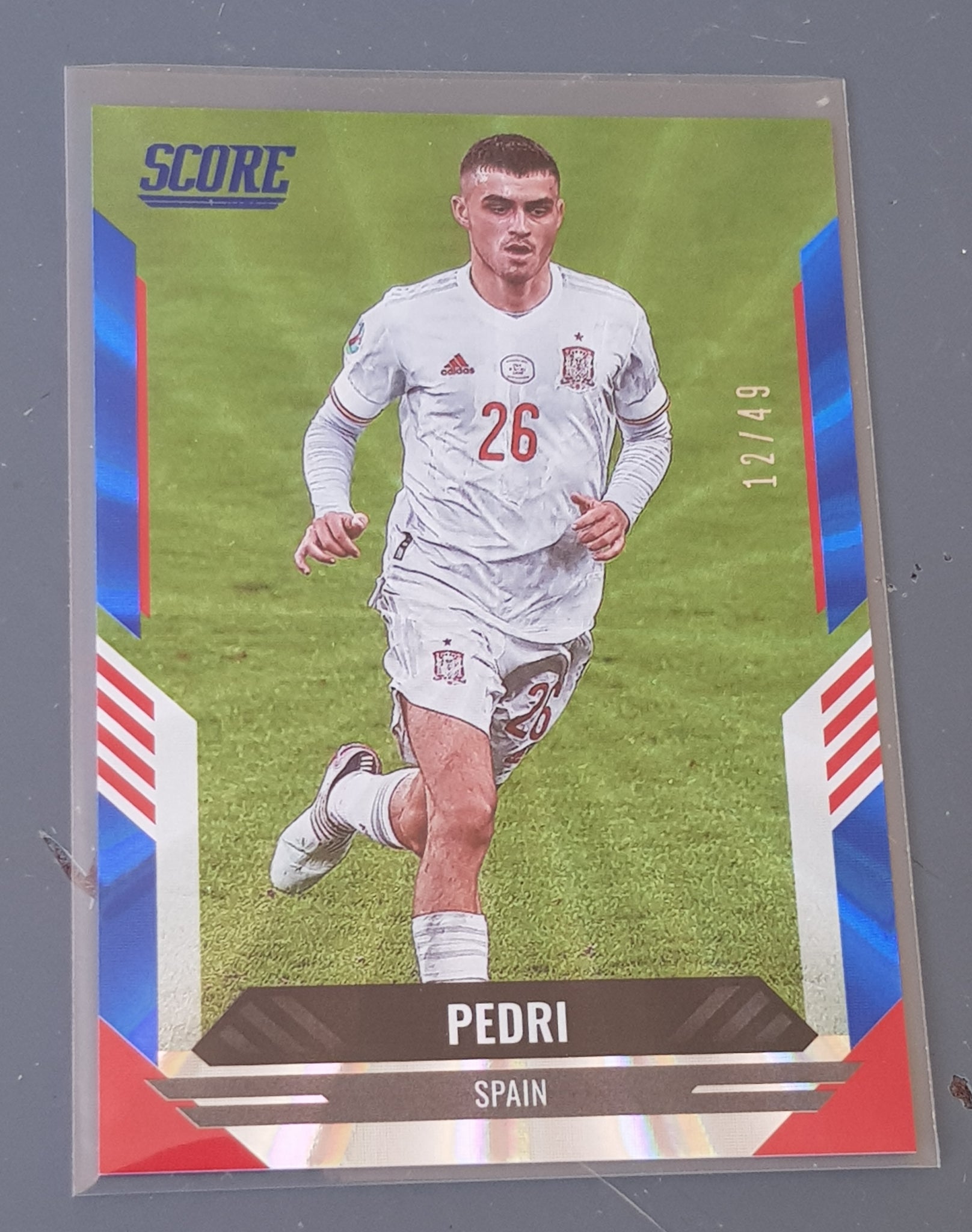 2021-22 Panini Score FIFA Pedri #95 Blue Laser Parallel /49 Trading Card