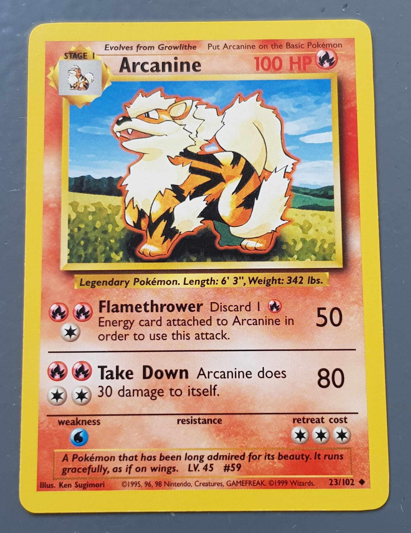 Pokemon Base Arcanine #23/102 Trading Card