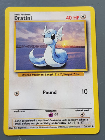 Pokemon Base Dratini #26/102 Trading Card
