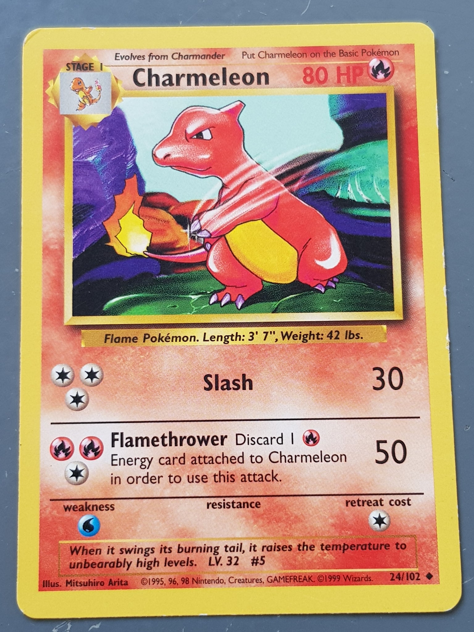 Pokemon Base Charmeleon #24/102 Trading Card