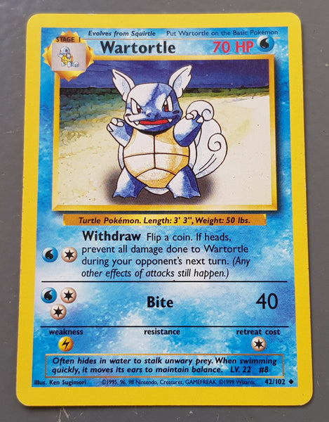 Pokemon Base Wartortle #42/102 Trading Card