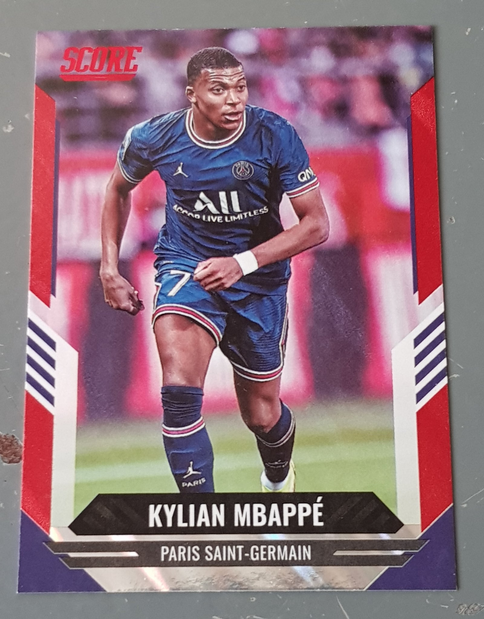 2021-22 Panini Score FIFA Kylian Mbappe #157 Red Lava Parallel Trading Card