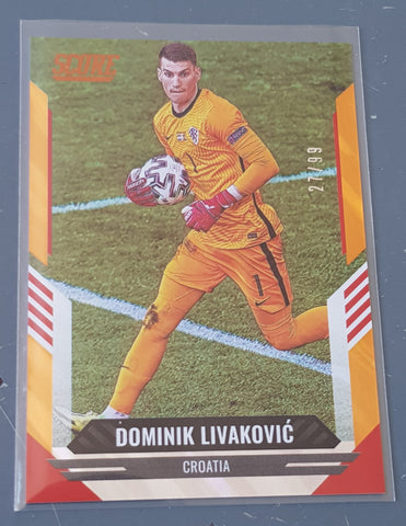 2021-22 Panini Score FIFA Dominik Livaković #43 Orange Lava Parallel /99 Trading Card