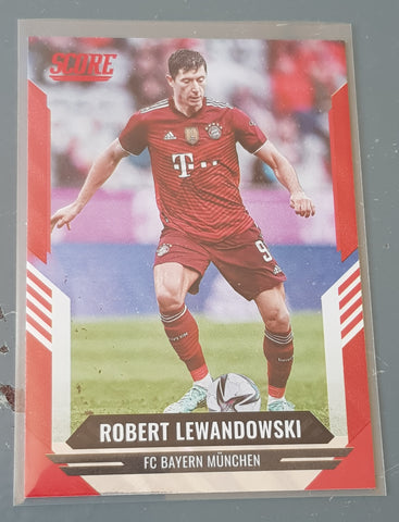 2021-22 Panini Score FIFA Robert Lewandowski Red Lava Parallel Trading Card