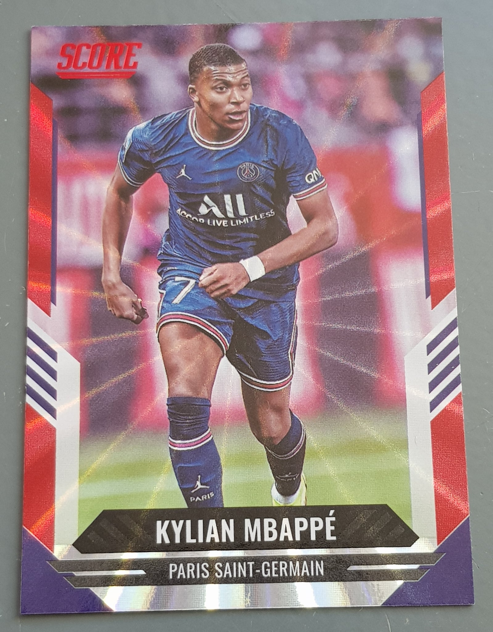 2021-22 Panini Score FIFA Kylian  Mbappe #157 Red Laser Parallel Trading Card