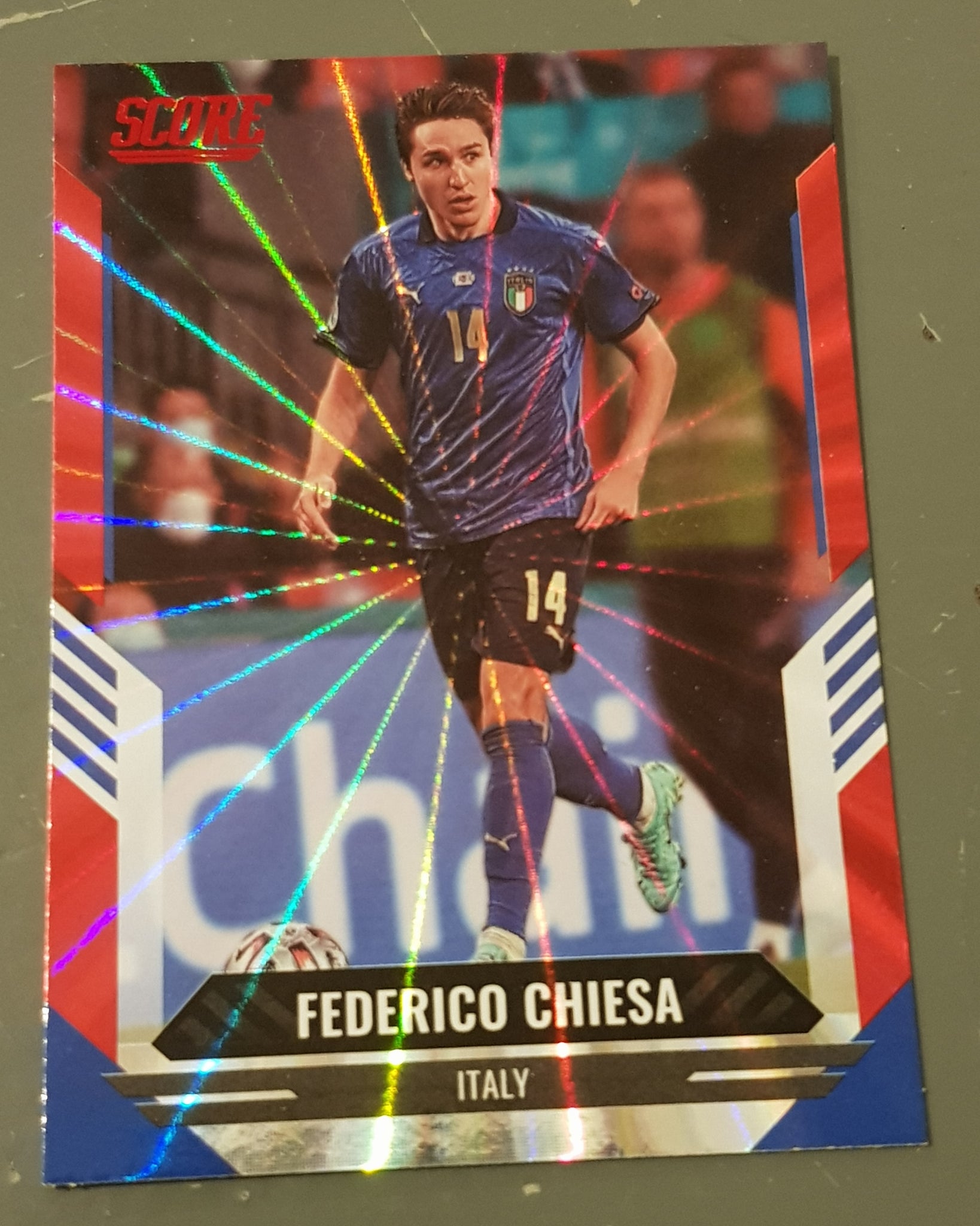 2021-22 Panini Score FIFA Federico Chiesa #84 Red Laser Parallel Trading Card