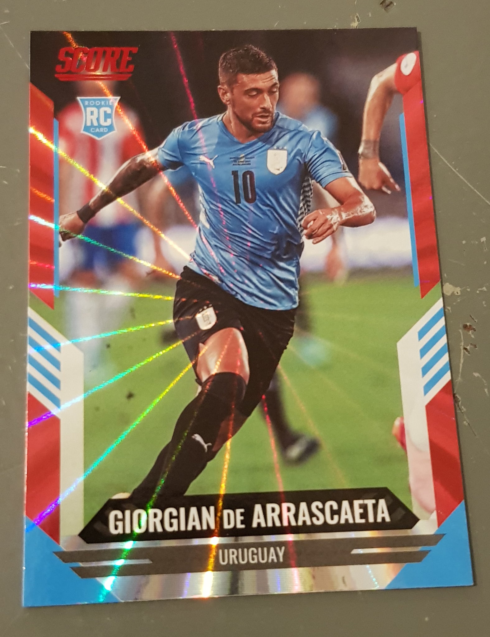 2021-22 Panini Score FIFA Giorgian de Arrascaeta #27 Red Laser Parallel Rookie Card