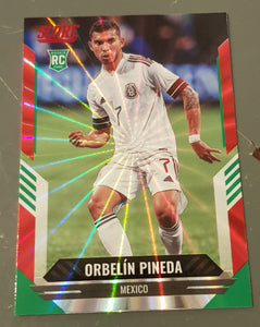 2021-22 Panini Score FIFA Orbelin Pineda #9 Red Laser Parallel Rookie Card