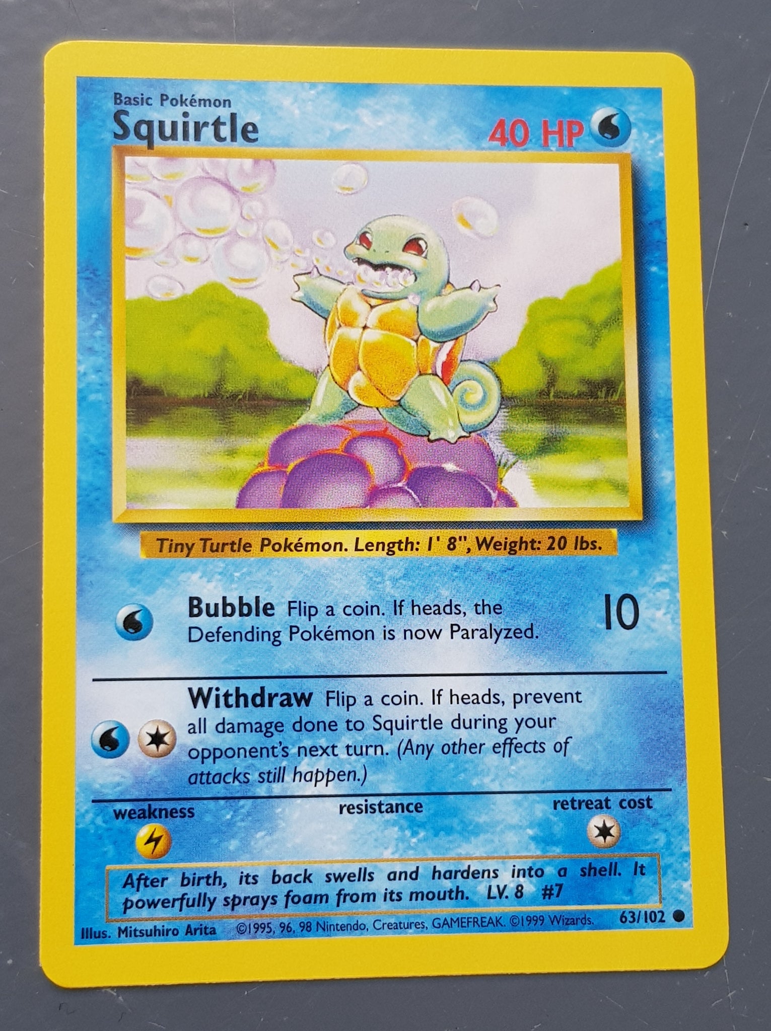 Pokemon Base Squirtle #63/102 Trading Card
