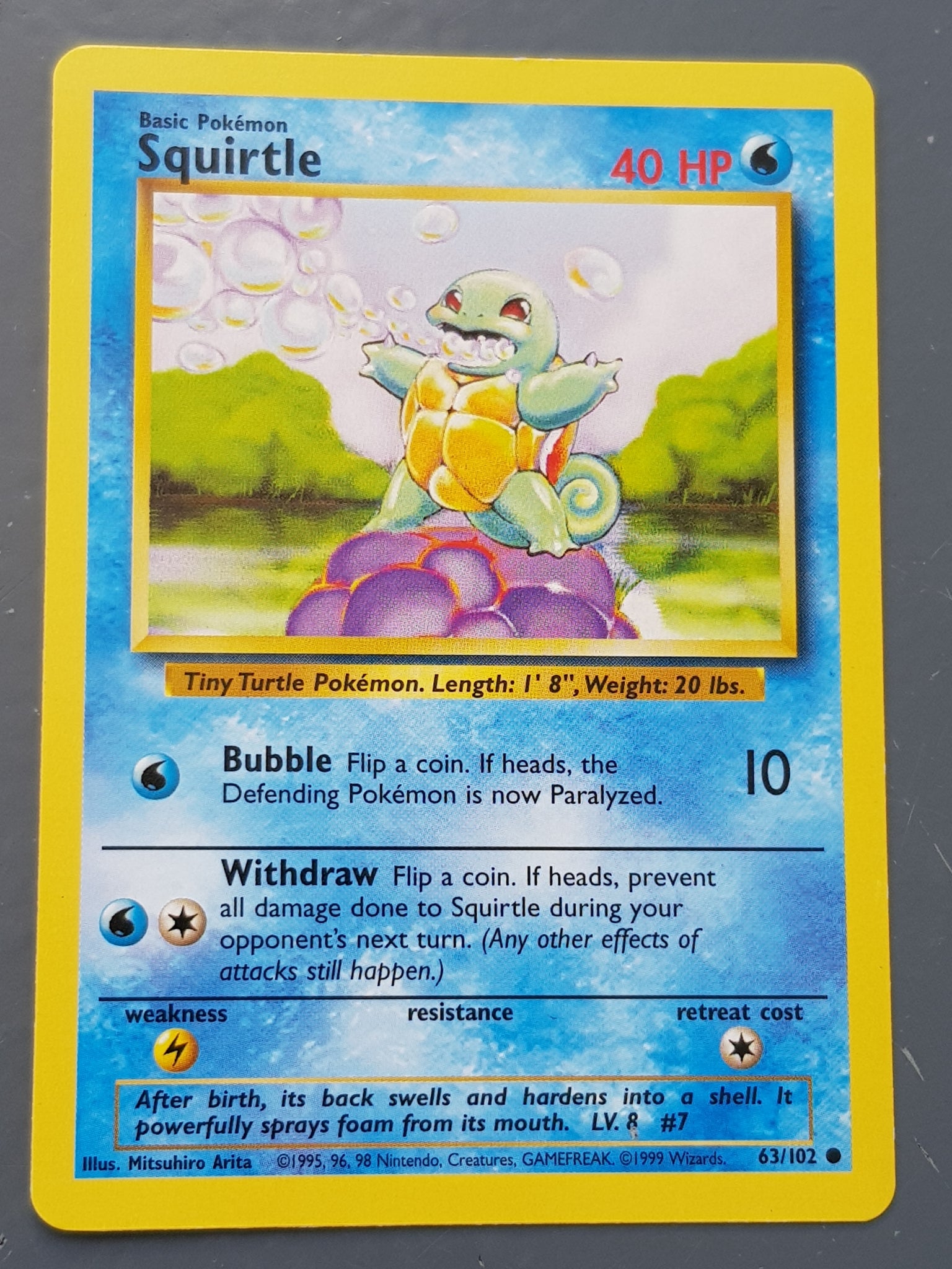 Pokemon Base Squirtle #63/102 Trading Card
