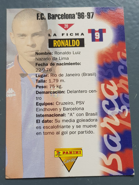 1996-97 Panini FC Barcelona Ronaldo #20 Trading Card