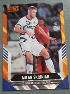 2021-22 Panini Score FIFA Milan Škriniar #193 Orange Lava Parallel /99 Trading Card