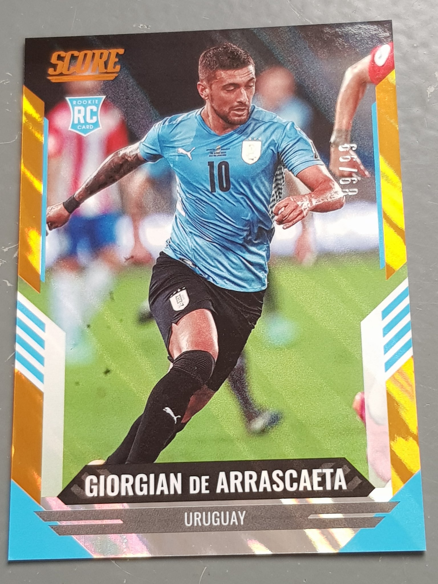 2021-22 Panini Score FIFA Giorgian de Arrascaeta #27 Orange Lava Parallel /99 Rookie Card
