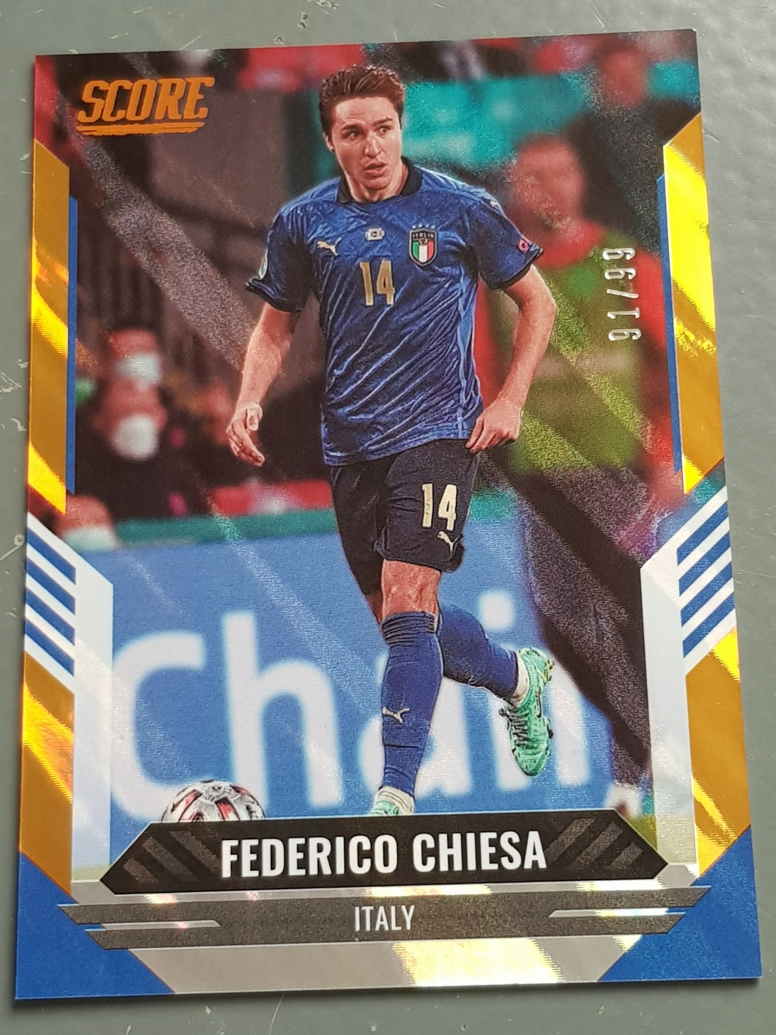 2021-22 Panini Score FIFA Federico Chiesa #84 Orange Lava Parallel /99 Trading Card