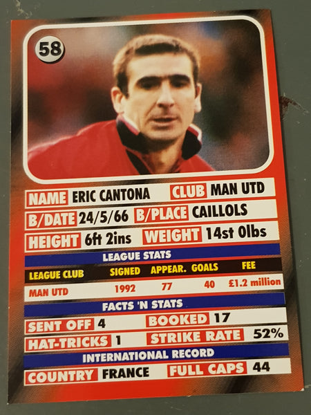 1995-96 Premier Striker Eric Cantona #58 Trading Card