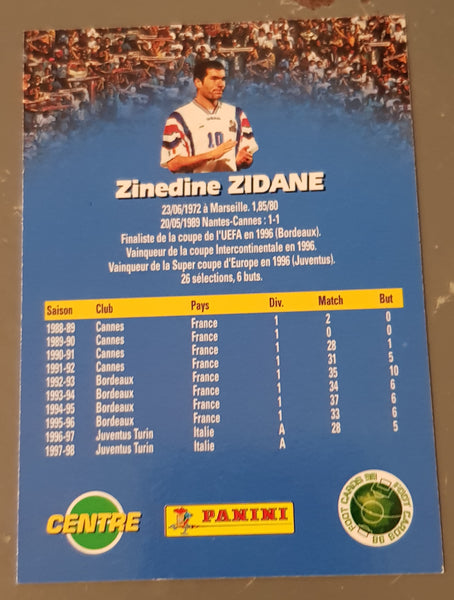 Panini Foot Cards 98 Zinedine Zidane #190 Trading Card