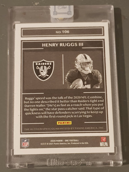 2020 Panini One Football Henry Ruggs III #/75 Encased Rookie Autograph Card