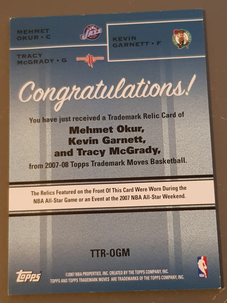 2007-08 Topps Trademark Moves Basketball Okur/Garnett/McGrady #/99 Relic Trading Card
