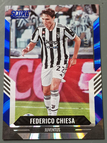 2021-22 Panini Score FIFA Federico Chiesa #134 Blue Laser Parallel /49 Trading Card