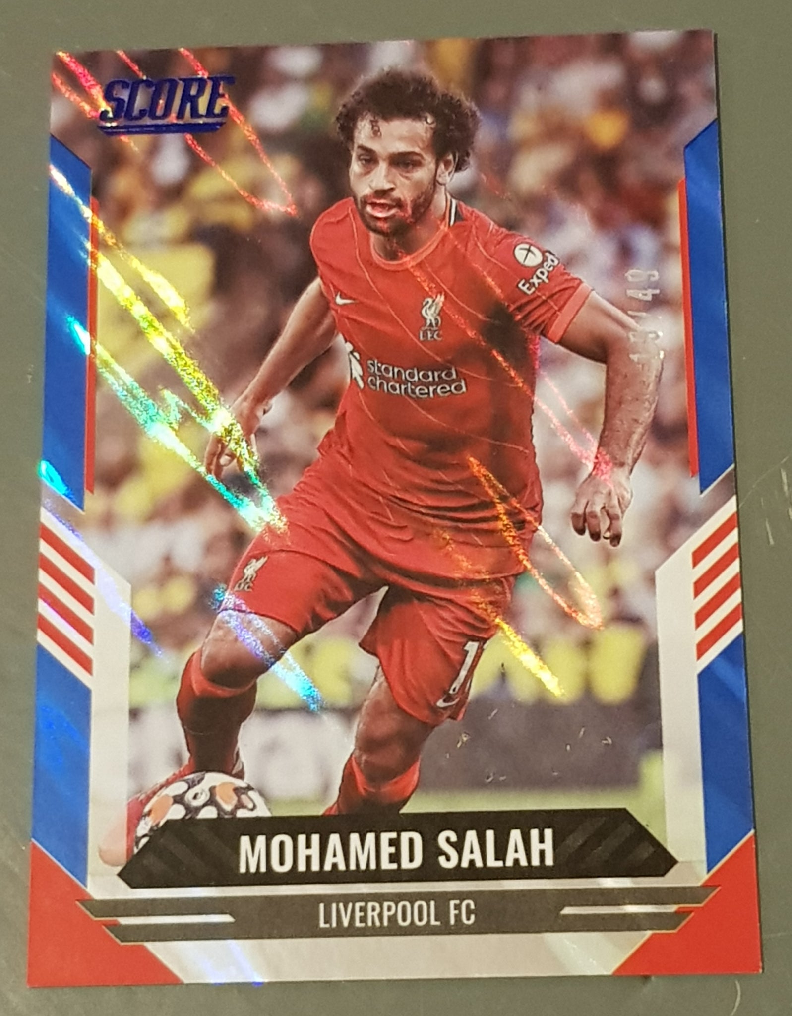 2021-22 Panini Score FIFA Mohamed  Salah #150 Blue Lava Parallel /49 Trading Card